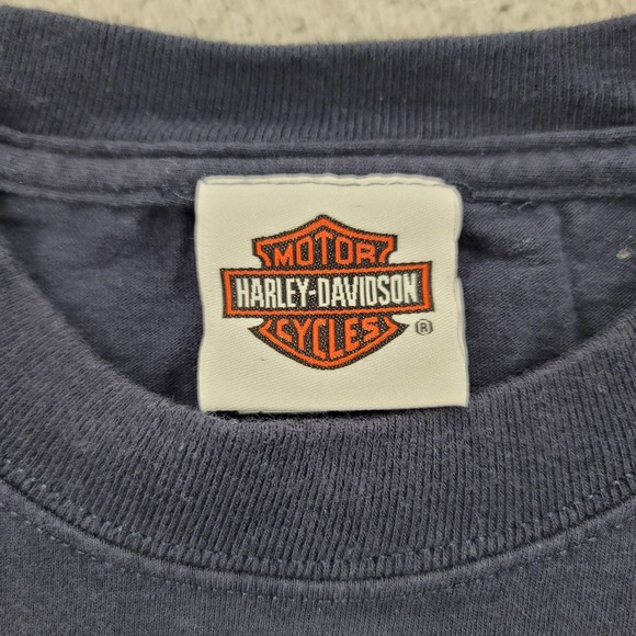 Harley Davidson‎ Shirt Mens Small Hanes Beefy T Blue Zips 45th Parallel Pocket - Picture 11 of 16